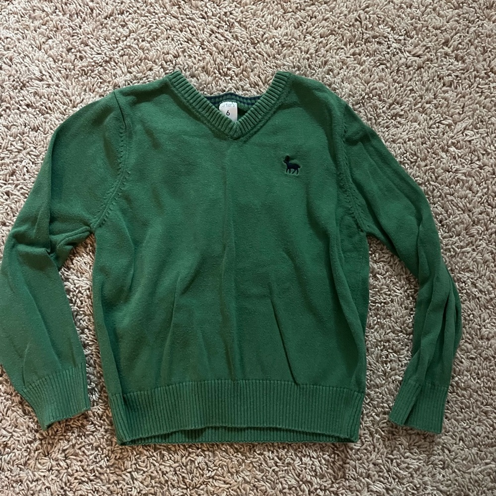 Dark Green V-Neck Sweater